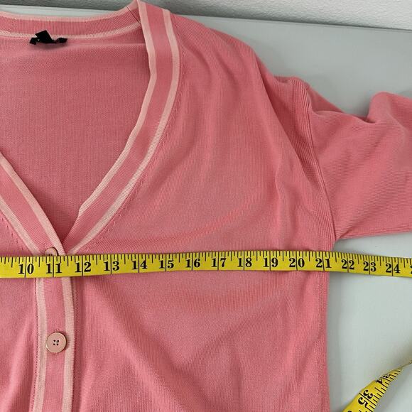 Talbots Sweater Womens Large Pink Button Cardigan Stretch Office Casual Vneck - Picture 10 of 15